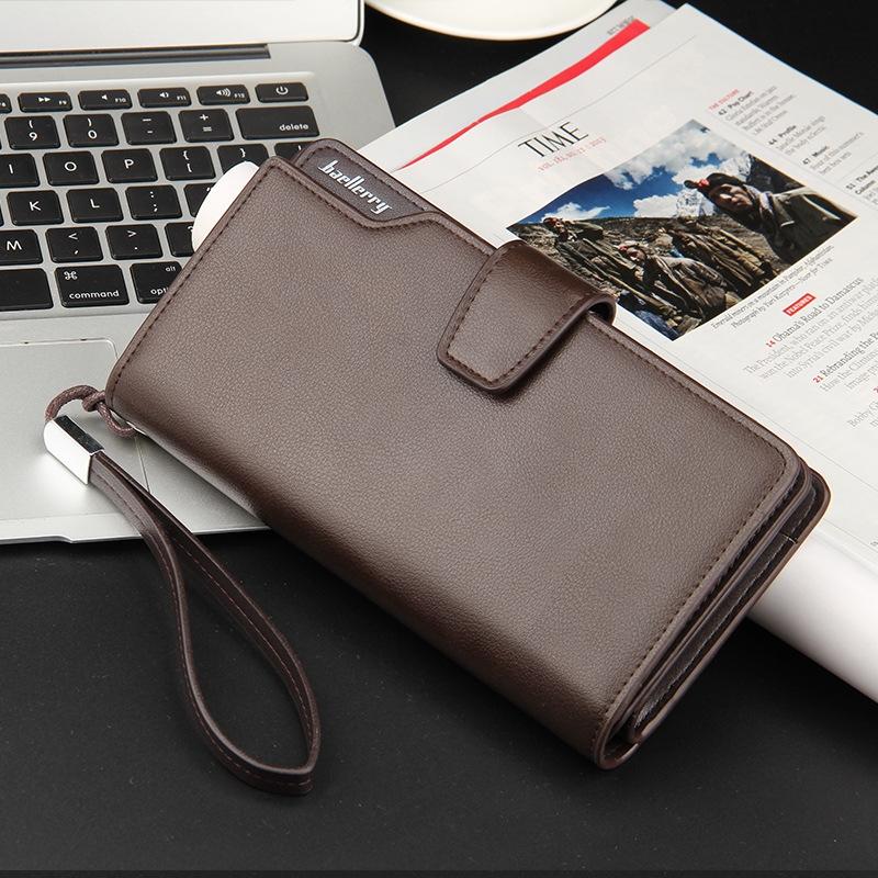 Men's Long Wallet PU Leather Trifold Phone Wallet with Zipper Card Holder for Men