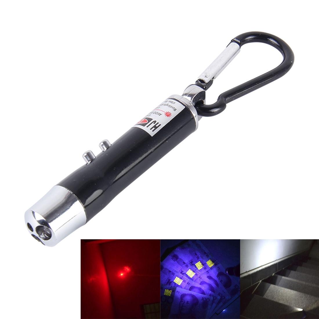 2PCS Keychain Flashlight Mini LED Waterproof EDC Light with UV Money Detector & Laser Pointer