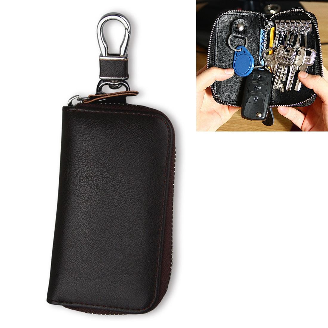 Business Genuine Leather Key Holder Zipper Car Key Case Wallet
