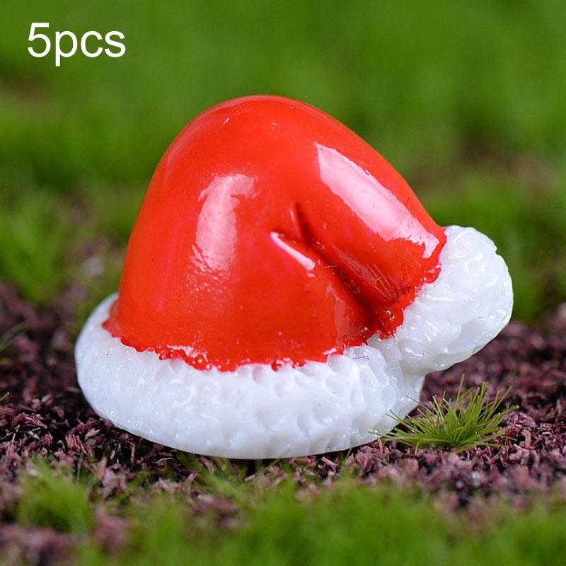 5PCS Resin Christmas Decorations Miniature Christmas Village Ornaments for Fairy Gardens & Home Decor