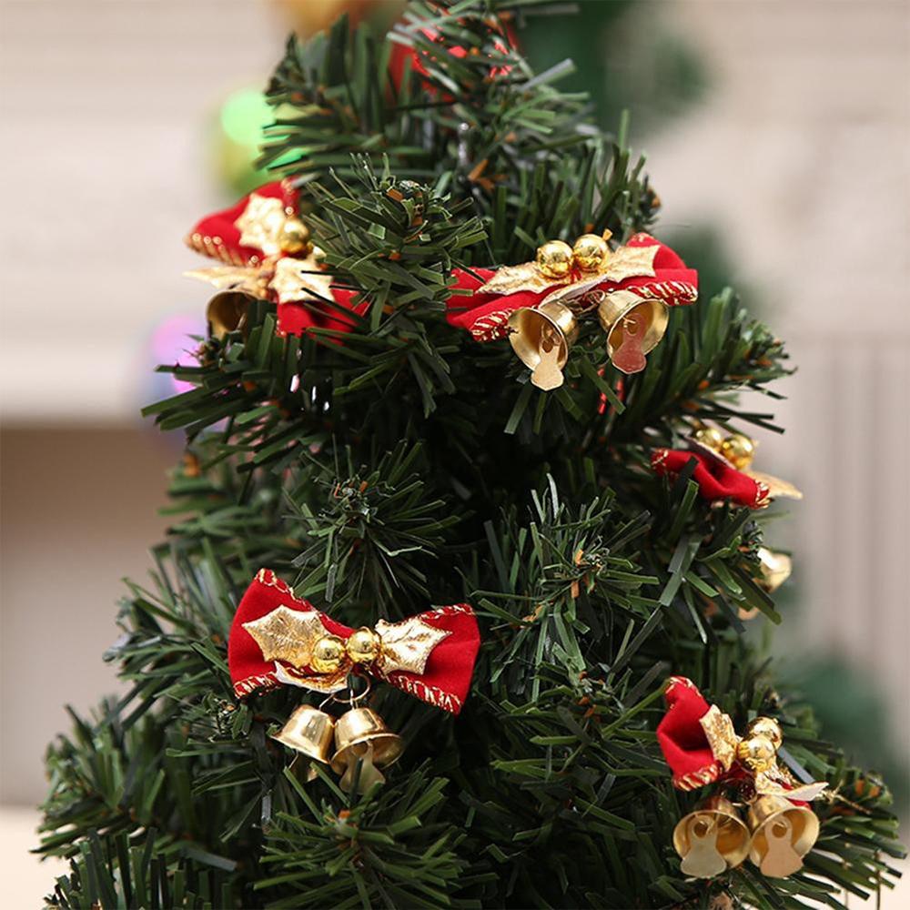 Mini Christmas Tree Ornaments Plaid Bow Set 2 PCS Cute Holiday Tree Decor