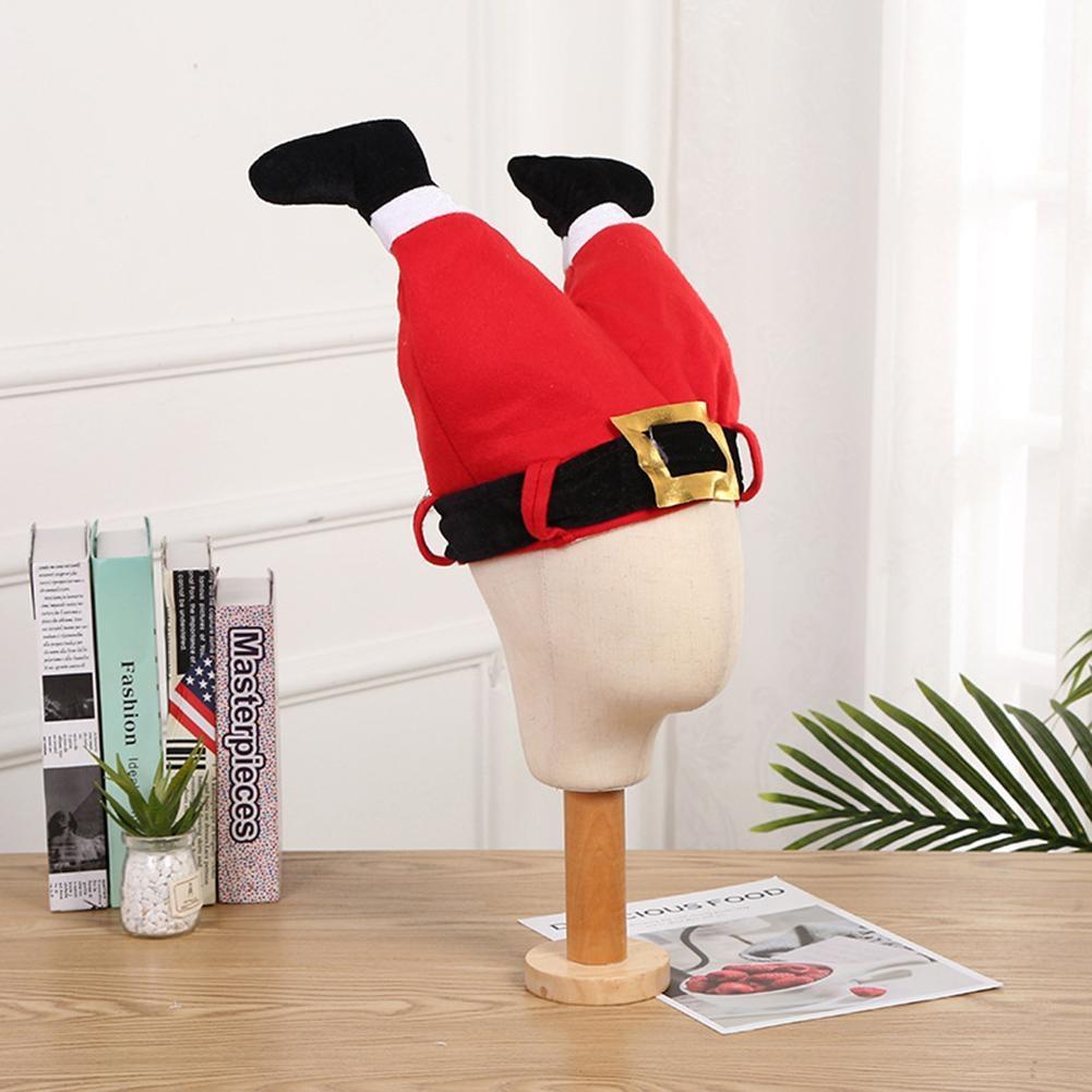Christmas Santa Claus Leg Decoration Plush Hanging Ornament with Santa Hat for Holiday Party Decor