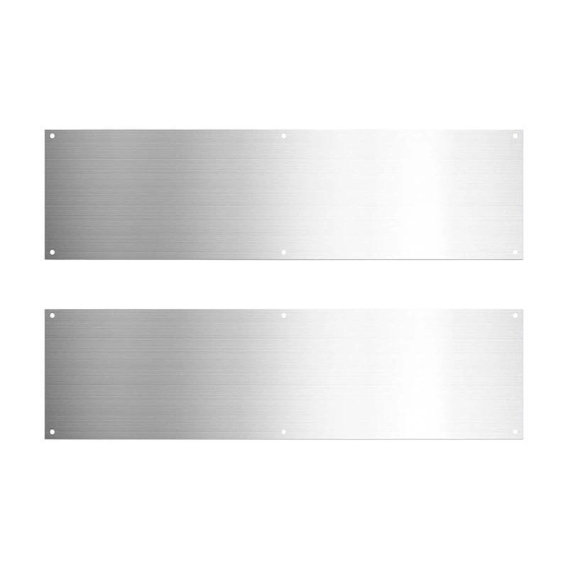 2PCS Stainless Steel Door Kick Plates, Indoor Outdoor Door Panel Protectors for Scratch & Dent Protection