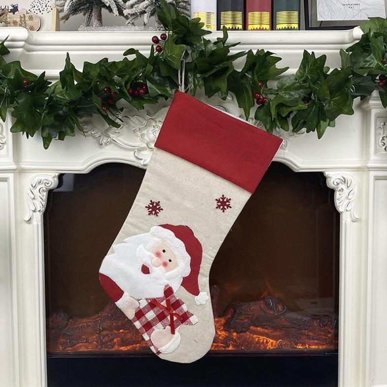 Santa Claus Christmas Stocking Gift Bag for Candy, Gifts and Holiday Decor