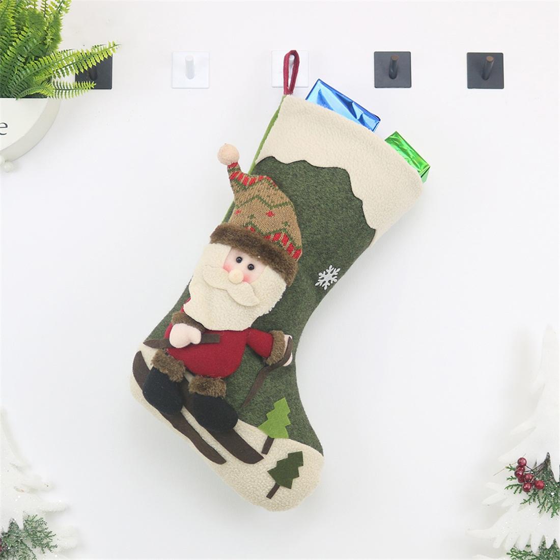 Christmas Stocking Gift Bag with Santa Claus Design for Holiday Hanging Decor
