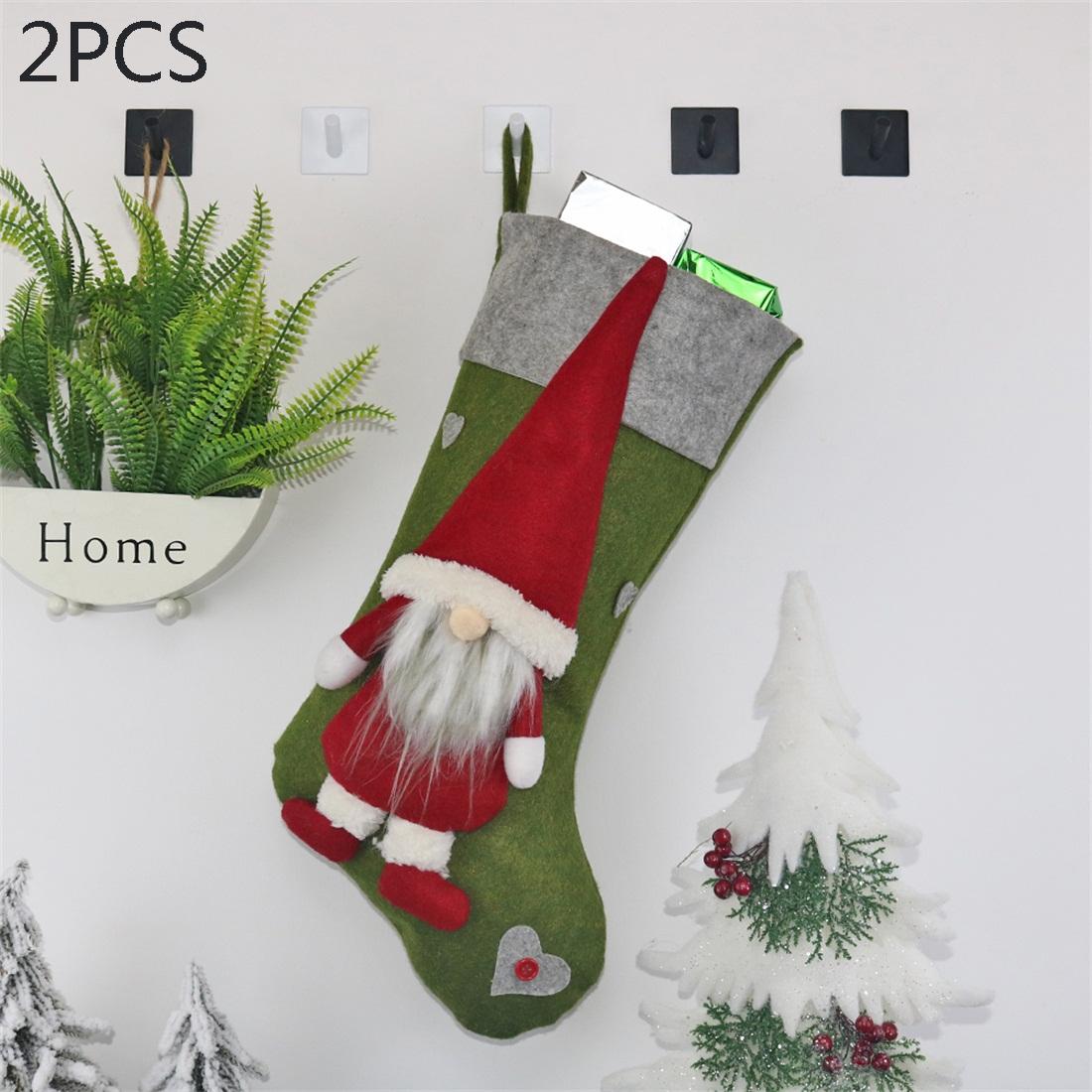 Plush Christmas Gnome Stocking Gift Bag for Fireplace and Holiday Decor