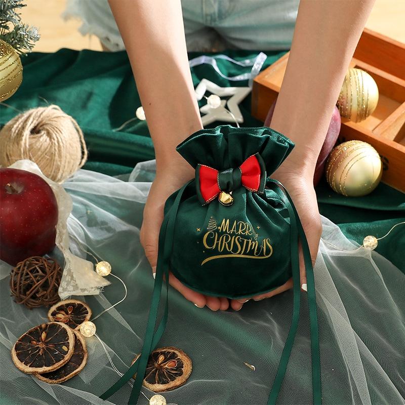 Velvet Christmas Gift Bag for Candy, Treats and Festive Holiday Decor