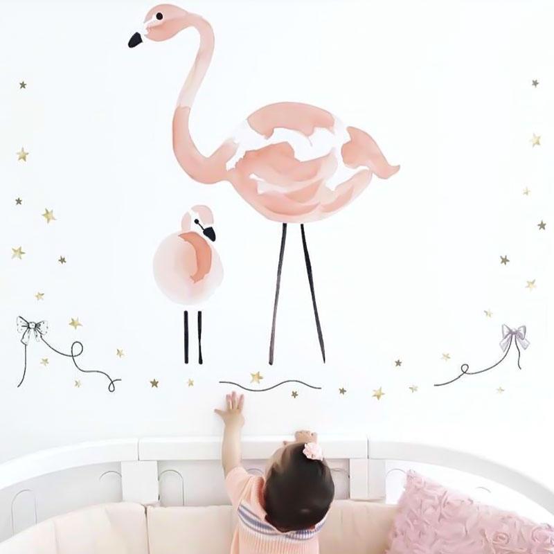 Flamingo Balloon Kids Wall Stickers for Nursery and Playroom Decor
