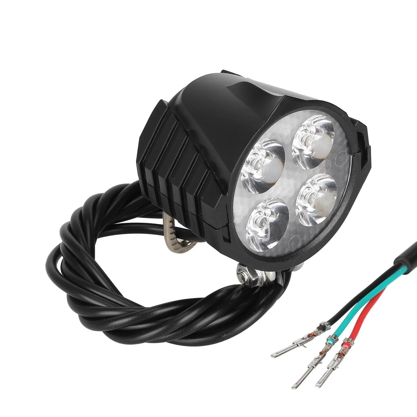 Electric Scooter LED Headlight with Built-In Horn, 4-LED High-Brightness Front Light
