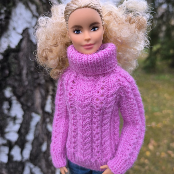 Cozy pink knit sweater for 11