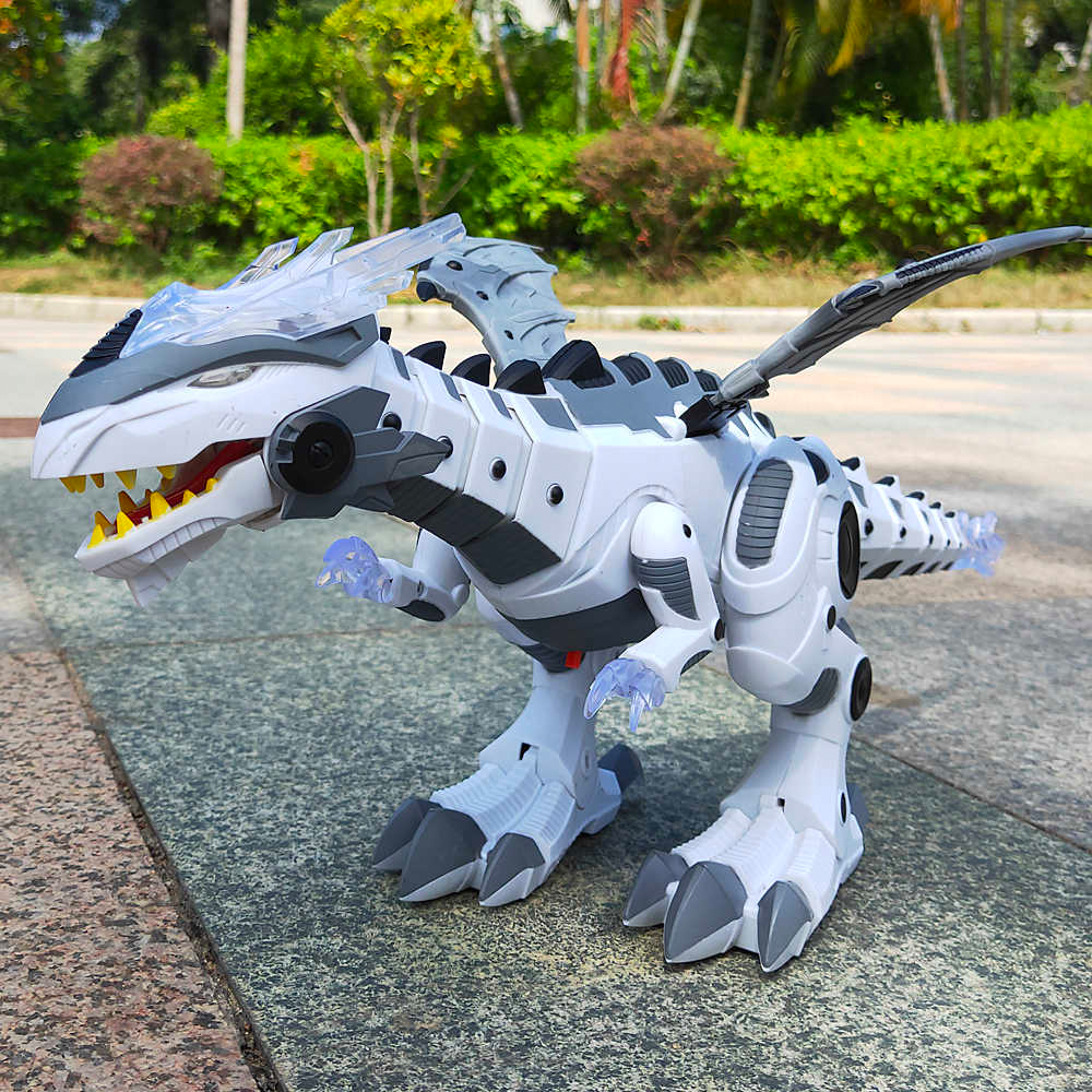 Walking Dragon Toy with Water Mist Fire Effect Lights and Roaring Sounds in White Or Green