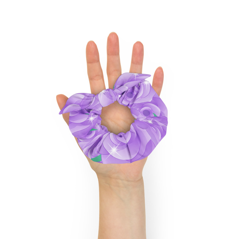 Floral Scrunchie, Hair Accessories, Purple Scrunchie, Gift for Her, Big Scrunchie, Fabric