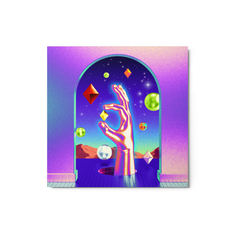 Universe Hand Metal Wall Art Print 12 x 12 inch