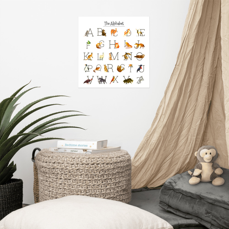 Alphabet Poster Boho, Nursery Print, Educational Wall Art | Inspire Uplift
