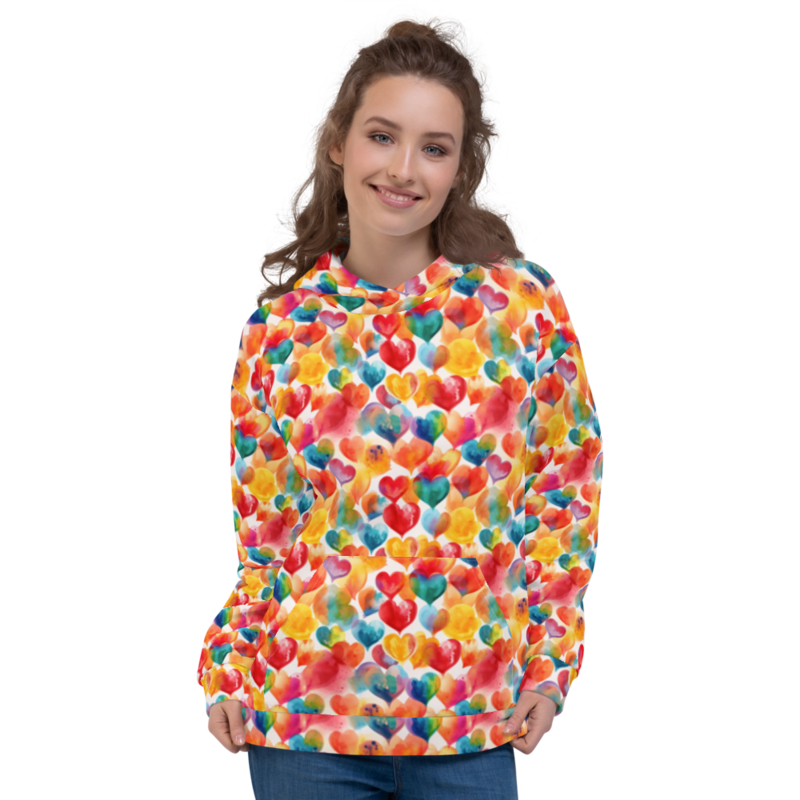 Cherry Heart Dot Pattern Print Women Hoodie Dress