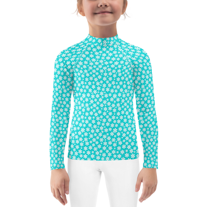 Kid Rash Guard Pattern Simple White and Blue Floral Pattern Kids Rash Guard | Inspire Uplift